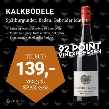 2023 Spätburgunder Kalkbödele, Gebrüder Mathis, Baden, Tyskland